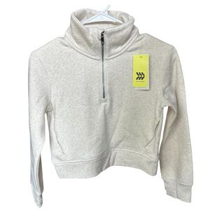 All In Motion Girls Quarter Zip Cream/Oat Jacket Size Medium Athleisure